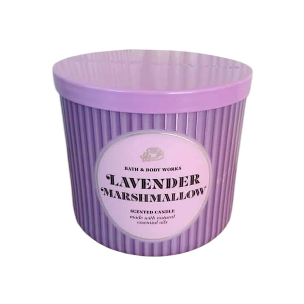 💜 Bath & Body Works Lavender Marshmallow Scented Candle 3 Wick BBW NEW 14.5 oz